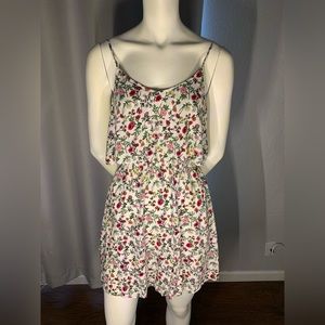 White floral mini dress with ruffle top